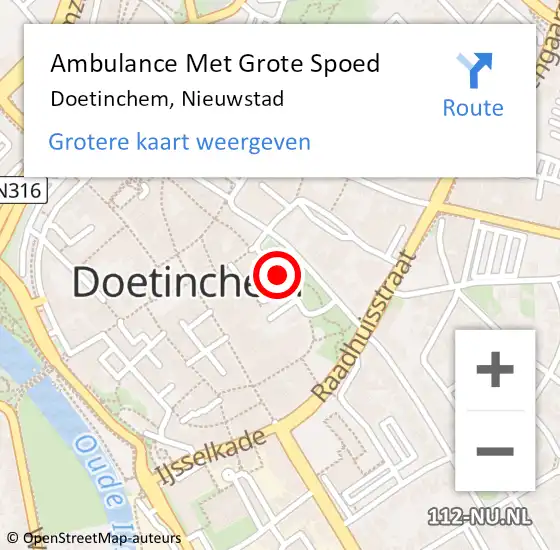 Locatie op kaart van de 112 melding: Ambulance Met Grote Spoed Naar Doetinchem, Nieuwstad op 29 september 2020 09:19