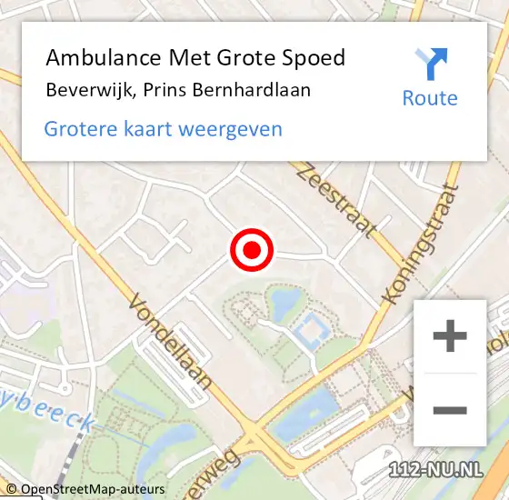 Locatie op kaart van de 112 melding: Ambulance Met Grote Spoed Naar Beverwijk, Prins Bernhardlaan op 29 september 2020 09:27