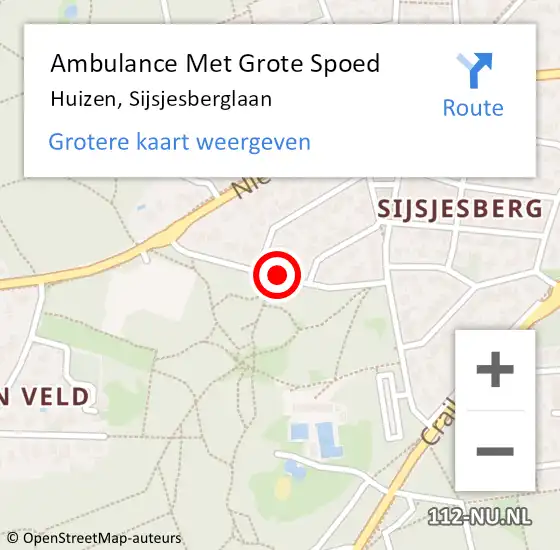 Locatie op kaart van de 112 melding: Ambulance Met Grote Spoed Naar Huizen, Sijsjesberglaan op 29 september 2020 10:15