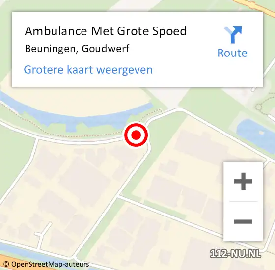 Locatie op kaart van de 112 melding: Ambulance Met Grote Spoed Naar Beuningen, Goudwerf op 29 september 2020 10:33