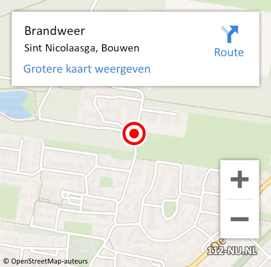 Locatie op kaart van de 112 melding: Brandweer Sint Nicolaasga, Bouwen op 29 september 2020 11:02