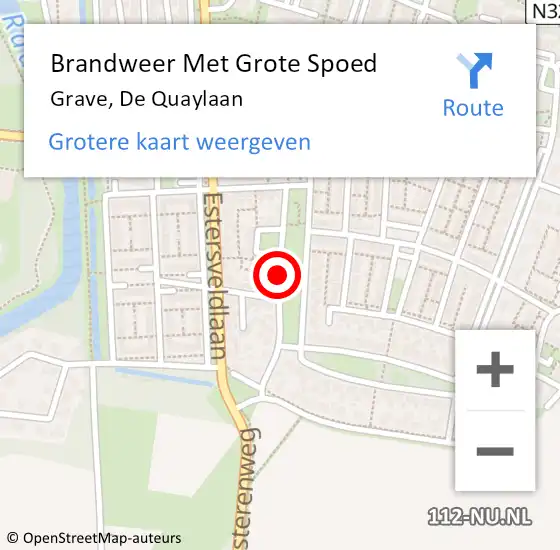 Locatie op kaart van de 112 melding: Brandweer Met Grote Spoed Naar Grave, De Quaylaan op 29 september 2020 12:20