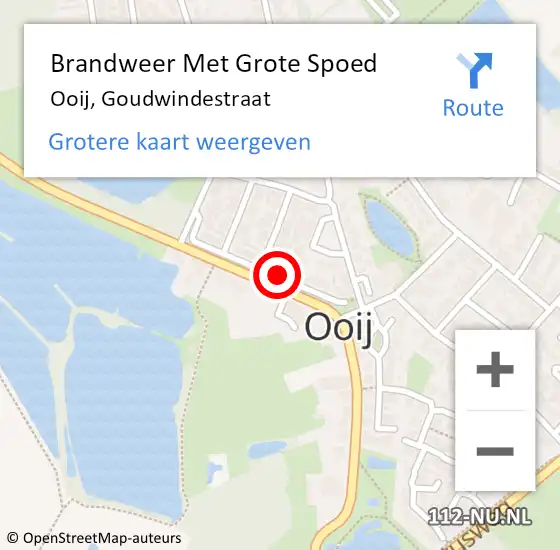 Locatie op kaart van de 112 melding: Brandweer Met Grote Spoed Naar Ooij, Goudwindestraat op 29 september 2020 12:52