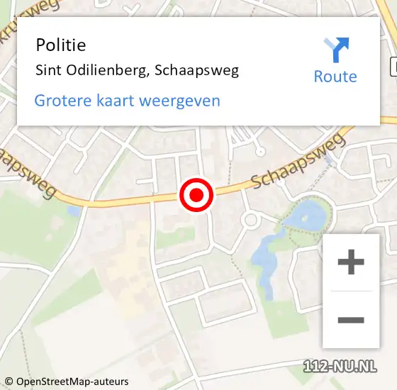 Locatie op kaart van de 112 melding: Politie Sint Odilienberg, Schaapsweg op 29 september 2020 13:28