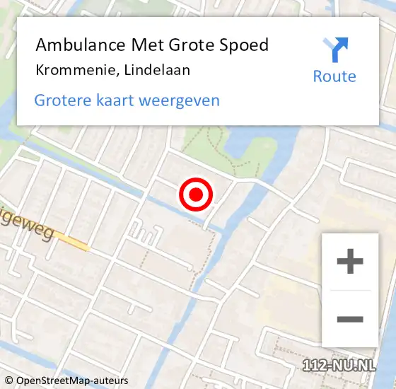 Locatie op kaart van de 112 melding: Ambulance Met Grote Spoed Naar Krommenie, Lindelaan op 29 september 2020 13:35