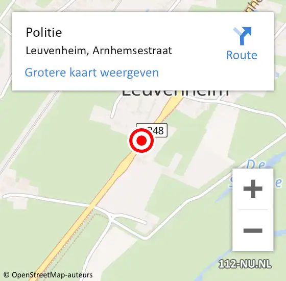 Locatie op kaart van de 112 melding: Politie Leuvenheim, Arnhemsestraat op 29 september 2020 13:54