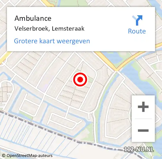 Locatie op kaart van de 112 melding: Ambulance Velserbroek, Lemsteraak op 29 september 2020 13:55