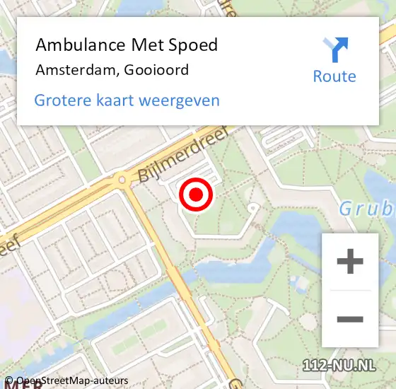Locatie op kaart van de 112 melding: Ambulance Met Spoed Naar Amsterdam, Gooioord op 29 september 2020 14:17