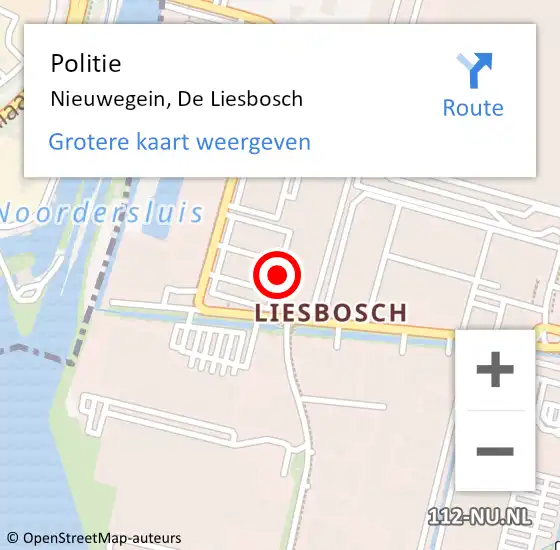 Locatie op kaart van de 112 melding: Politie Nieuwegein, De Liesbosch op 29 september 2020 14:22