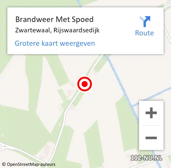 Locatie op kaart van de 112 melding: Brandweer Met Spoed Naar Zwartewaal, Rijswaardsedijk op 29 september 2020 14:32