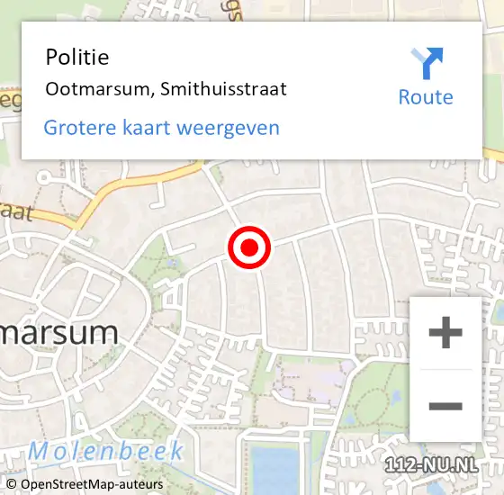 Locatie op kaart van de 112 melding: Politie Ootmarsum, Smithuisstraat op 29 september 2020 14:33