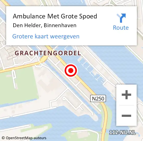 Locatie op kaart van de 112 melding: Ambulance Met Grote Spoed Naar Den Helder, Binnenhaven op 29 september 2020 15:19