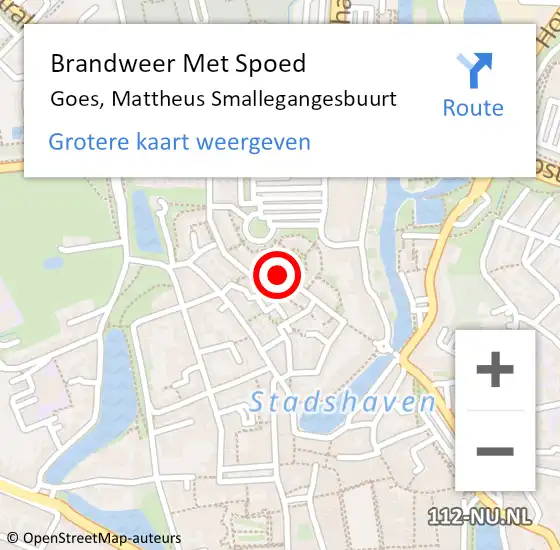 Locatie op kaart van de 112 melding: Brandweer Met Spoed Naar Goes, Mattheus Smallegangesbuurt op 29 september 2020 15:33