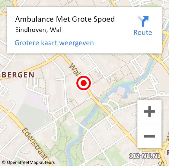 Locatie op kaart van de 112 melding: Ambulance Met Grote Spoed Naar Eindhoven, Wal op 29 september 2020 15:38