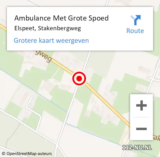 Locatie op kaart van de 112 melding: Ambulance Met Grote Spoed Naar Elspeet, Stakenbergweg op 29 september 2020 15:46