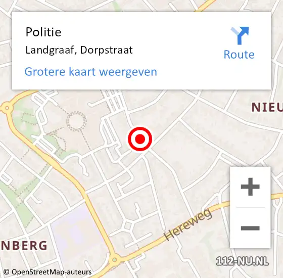 Locatie op kaart van de 112 melding: Politie Landgraaf, Dorpstraat op 29 september 2020 16:10