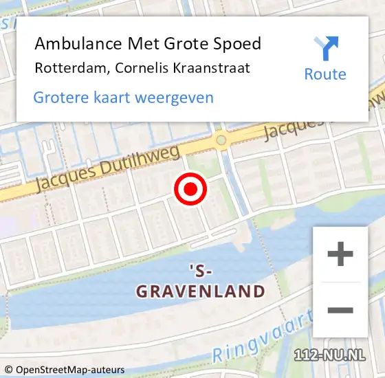 Locatie op kaart van de 112 melding: Ambulance Met Grote Spoed Naar Rotterdam, Cornelis Kraanstraat op 29 september 2020 16:18