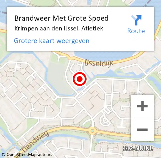 Locatie op kaart van de 112 melding: Brandweer Met Grote Spoed Naar Krimpen aan den IJssel, Atletiek op 29 september 2020 16:20