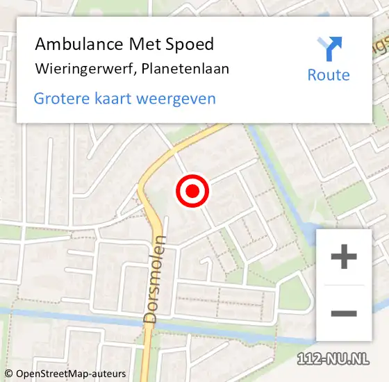 Locatie op kaart van de 112 melding: Ambulance Met Spoed Naar Wieringerwerf, Planetenlaan op 29 september 2020 17:24