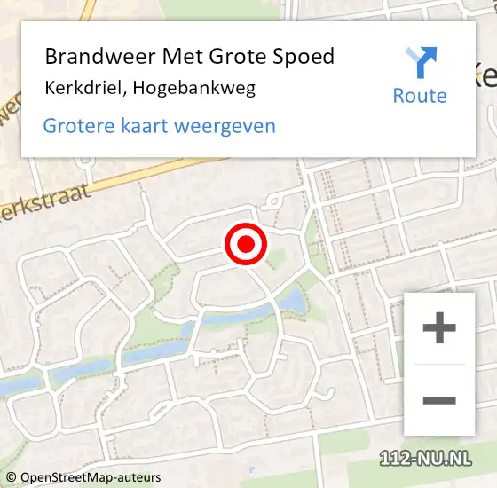 Locatie op kaart van de 112 melding: Brandweer Met Grote Spoed Naar Kerkdriel, Hogebankweg op 29 september 2020 17:29