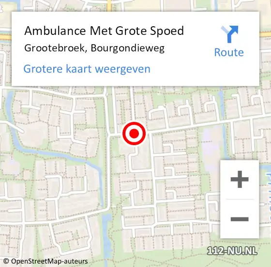 Locatie op kaart van de 112 melding: Ambulance Met Grote Spoed Naar Grootebroek, Bourgondieweg op 29 september 2020 18:37