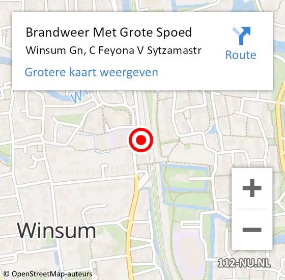 Locatie op kaart van de 112 melding: Brandweer Met Grote Spoed Naar Winsum Gn, C Feyona V Sytzamastr op 20 mei 2014 14:23