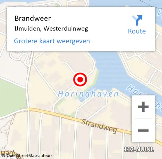 Locatie op kaart van de 112 melding: Brandweer IJmuiden, Westerduinweg op 29 september 2020 19:21