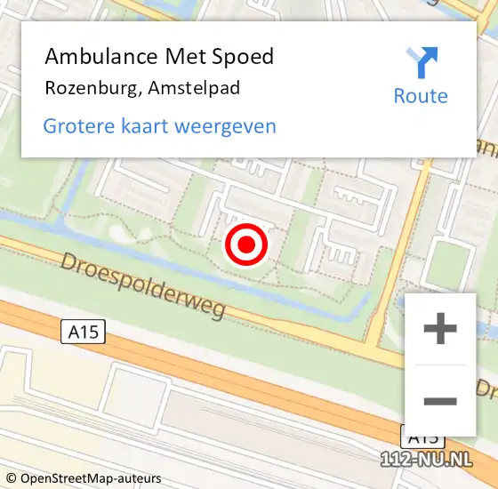 Locatie op kaart van de 112 melding: Ambulance Met Spoed Naar Rozenburg, Amstelpad op 29 september 2020 19:44