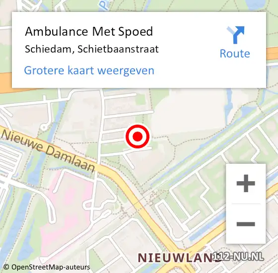Locatie op kaart van de 112 melding: Ambulance Met Spoed Naar Schiedam, Schietbaanstraat op 29 september 2020 19:58