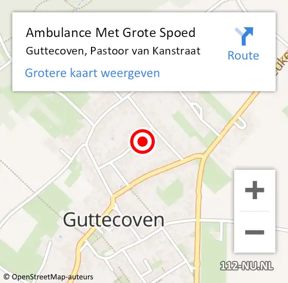 Locatie op kaart van de 112 melding: Ambulance Met Grote Spoed Naar Guttecoven, Pastoor van Kanstraat op 2 oktober 2013 14:27