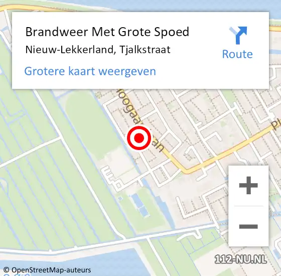 Locatie op kaart van de 112 melding: Brandweer Met Grote Spoed Naar Nieuw-Lekkerland, Tjalkstraat op 29 september 2020 22:04