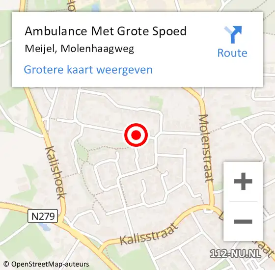 Locatie op kaart van de 112 melding: Ambulance Met Grote Spoed Naar Meijel, Molenhaagweg op 30 september 2020 08:35