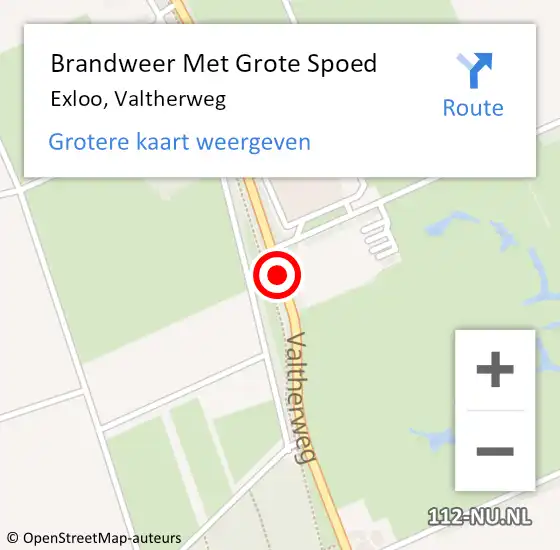 Locatie op kaart van de 112 melding: Brandweer Met Grote Spoed Naar Exloo, Valtherweg op 30 september 2020 08:39