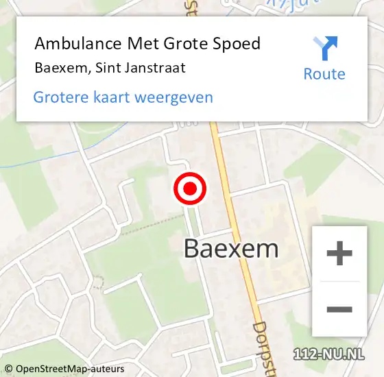 Locatie op kaart van de 112 melding: Ambulance Met Grote Spoed Naar Baexem, Sint Janstraat op 20 mei 2014 14:55