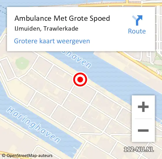 Locatie op kaart van de 112 melding: Ambulance Met Grote Spoed Naar IJmuiden, Trawlerkade op 30 september 2020 08:57
