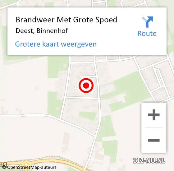 Locatie op kaart van de 112 melding: Brandweer Met Grote Spoed Naar Deest, Binnenhof op 30 september 2020 09:22