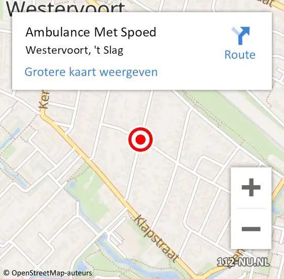 Locatie op kaart van de 112 melding: Ambulance Met Spoed Naar Westervoort, 't Slag op 30 september 2020 10:27