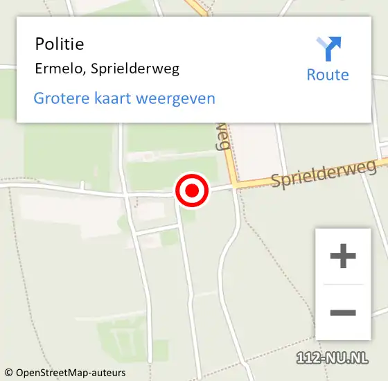 Locatie op kaart van de 112 melding: Politie Ermelo, Sprielderweg op 30 september 2020 10:40