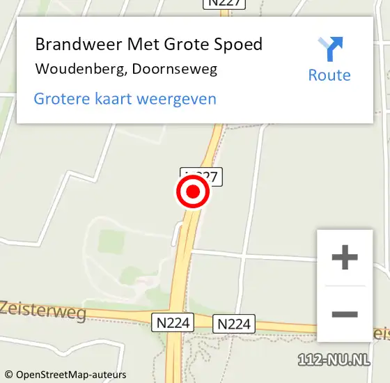 Locatie op kaart van de 112 melding: Brandweer Met Grote Spoed Naar Woudenberg, Doornseweg op 30 september 2020 10:54