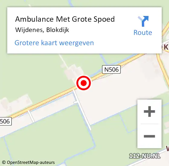 Locatie op kaart van de 112 melding: Ambulance Met Grote Spoed Naar Wijdenes, Blokdijk op 30 september 2020 11:48
