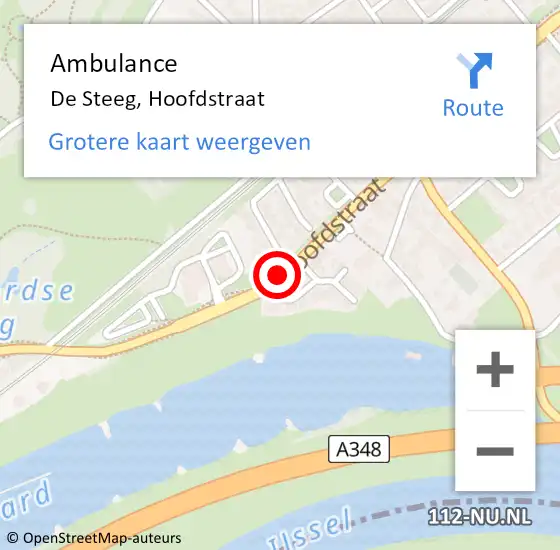 Locatie op kaart van de 112 melding: Ambulance De Steeg, Hoofdstraat op 30 september 2020 11:57