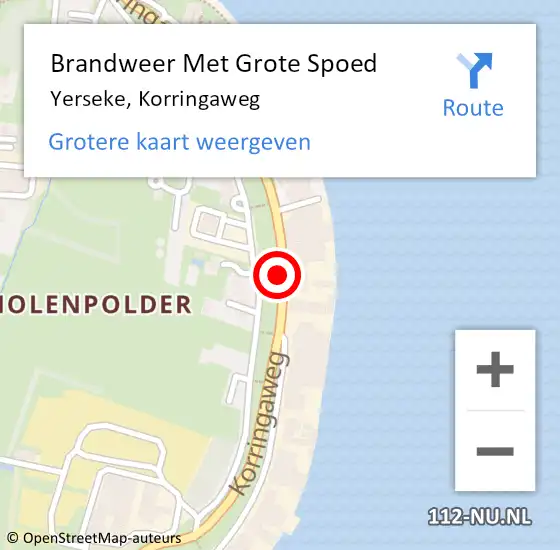 Locatie op kaart van de 112 melding: Brandweer Met Grote Spoed Naar Yerseke, Korringaweg op 30 september 2020 12:07
