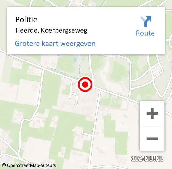 Locatie op kaart van de 112 melding: Politie Heerde, Koerbergseweg op 30 september 2020 12:23