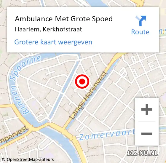 Locatie op kaart van de 112 melding: Ambulance Met Grote Spoed Naar Haarlem, Kerkhofstraat op 30 september 2020 13:58