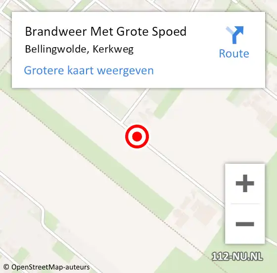 Locatie op kaart van de 112 melding: Brandweer Met Grote Spoed Naar Bellingwolde, Kerkweg op 30 september 2020 14:14