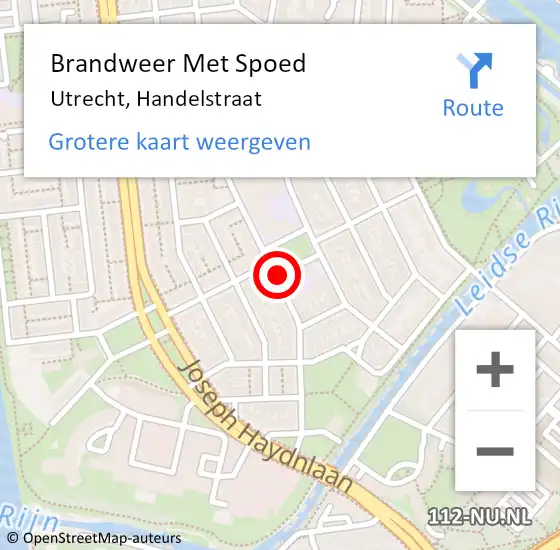 Locatie op kaart van de 112 melding: Brandweer Met Spoed Naar Utrecht, Handelstraat op 30 september 2020 15:23