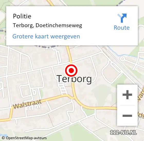 Locatie op kaart van de 112 melding: Politie Terborg, Doetinchemseweg op 30 september 2020 17:04