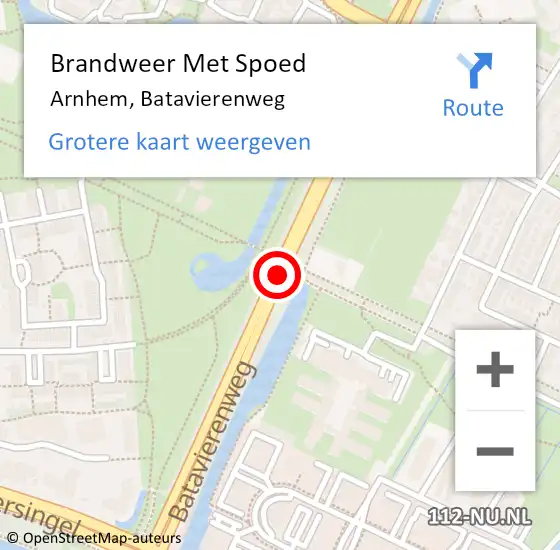 Locatie op kaart van de 112 melding: Brandweer Met Spoed Naar Arnhem, Batavierenweg op 30 september 2020 17:52