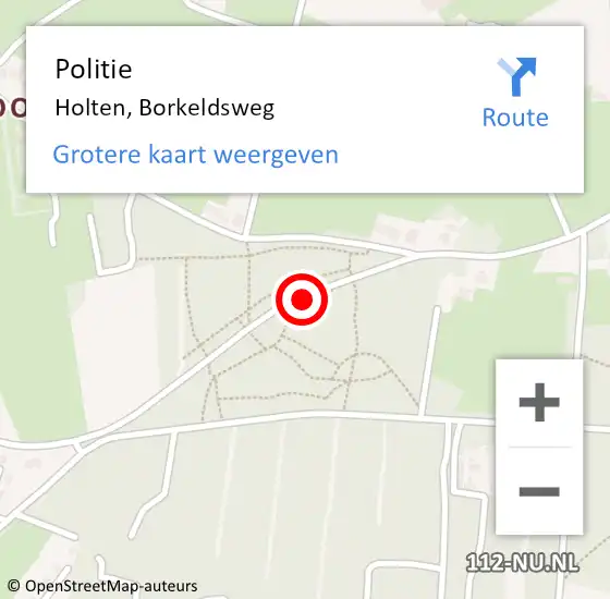 Locatie op kaart van de 112 melding: Politie Holten, Borkeldsweg op 30 september 2020 17:59