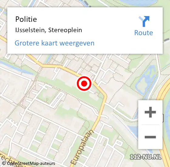 Locatie op kaart van de 112 melding: Politie IJsselstein, Stereoplein op 30 september 2020 20:12